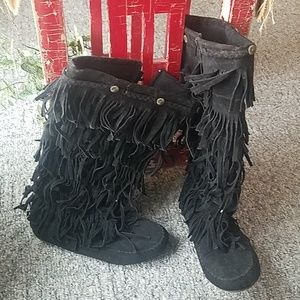 Black moccasins wide calf